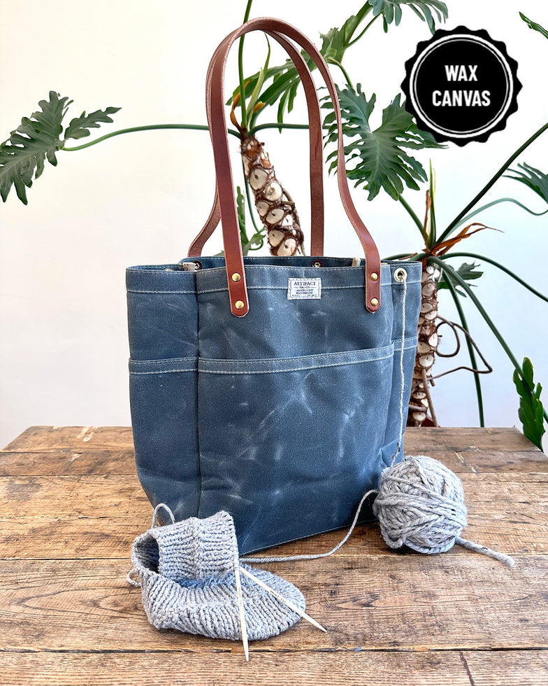 Knitting & Crochet Project Tote Bag in Waxed Canvas