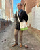 Natural w/ Blue Line Strap on No.112 Market Tote