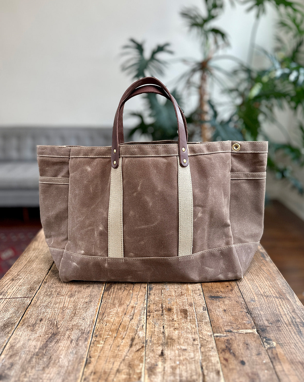 Garden Tool Tote in Wax Canvas Leather ARTIFACT Made in USA