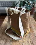 Market Tote in Navy Canvas & Upcycled Awning