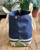 Market Tote in Navy Canvas & Upcycled Awning