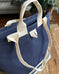 Market Tote in Navy Canvas & Upcycled Awning