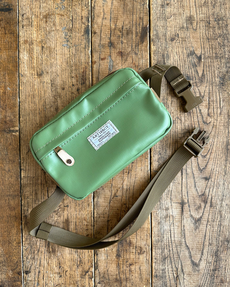 Hip Pack in Upcycled Vintage Rubberized Canvas Sage - SALE
