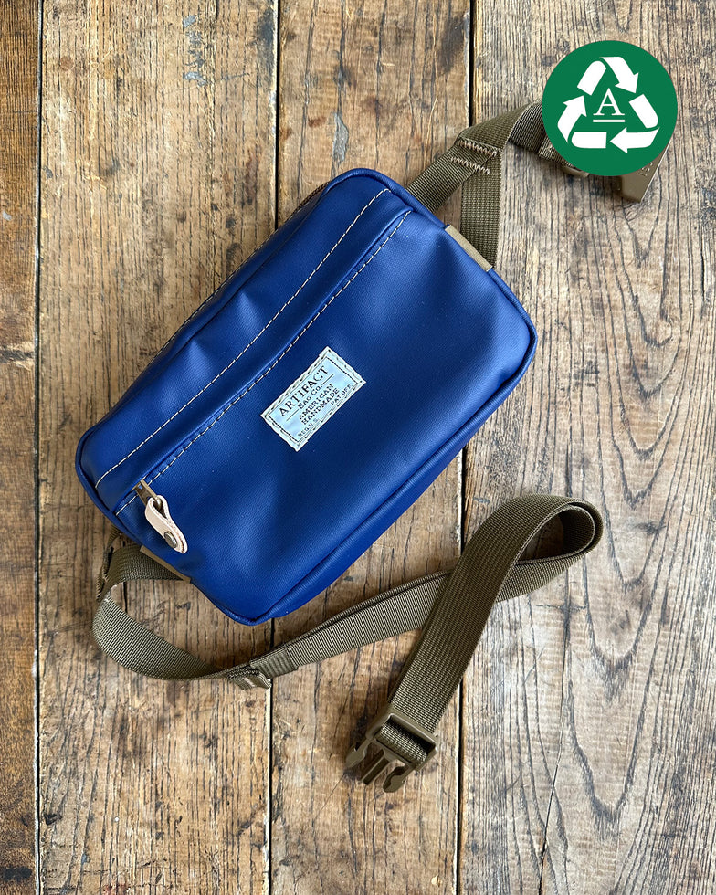 Hip Pack in Upcycled Vintage Rubberized Canvas Navy - SALE