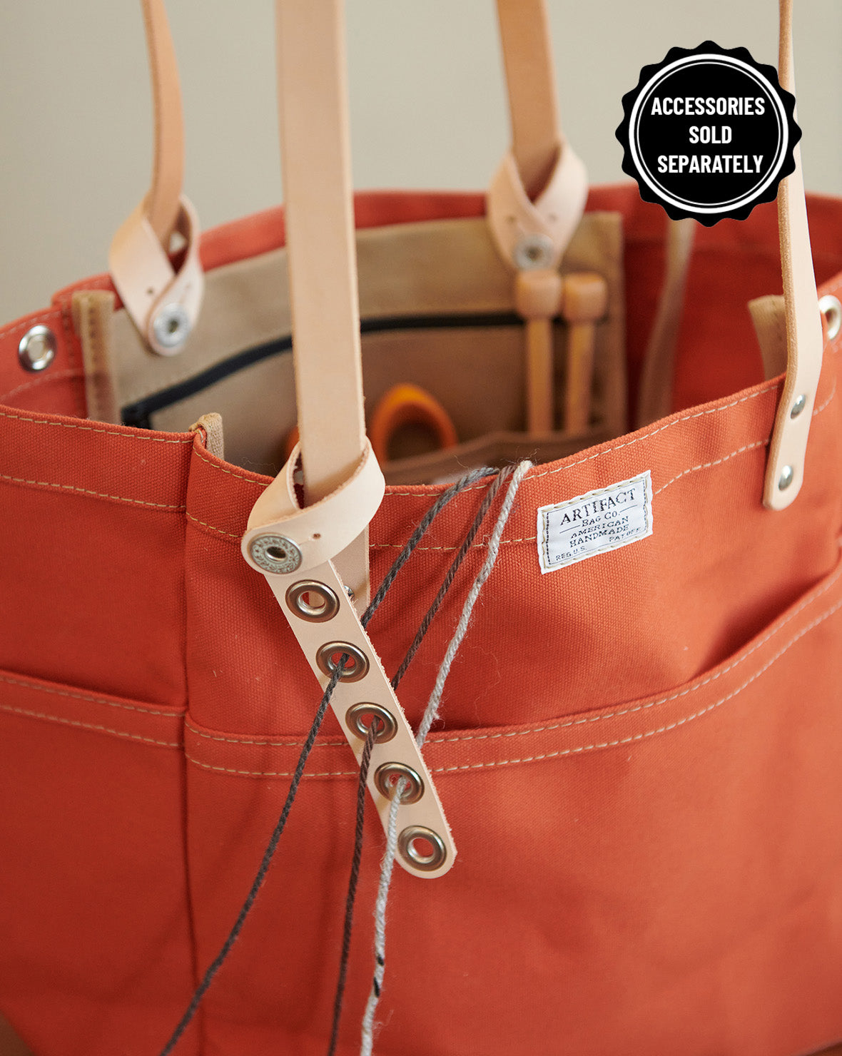 Papaya - Tote Insert, Yarn Tender, Scissors, Needles, & Yarn Not Included