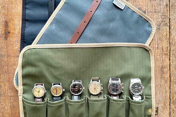Travel Watch Roll In Waxed Canvas