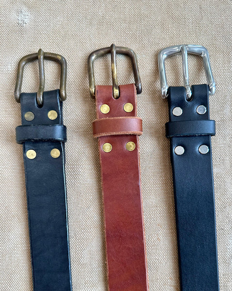 Ashfield Belt - Leather With Solid Brass Buckle - Handmade in
