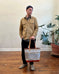 Upcycled Awning Tote - Persimmon Stripe