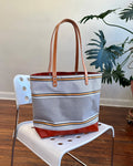 Upcycled Awning Tote - Persimmon Stripe