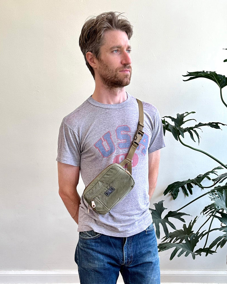 Sling Bag in Upcycled Vintage Military Canvas