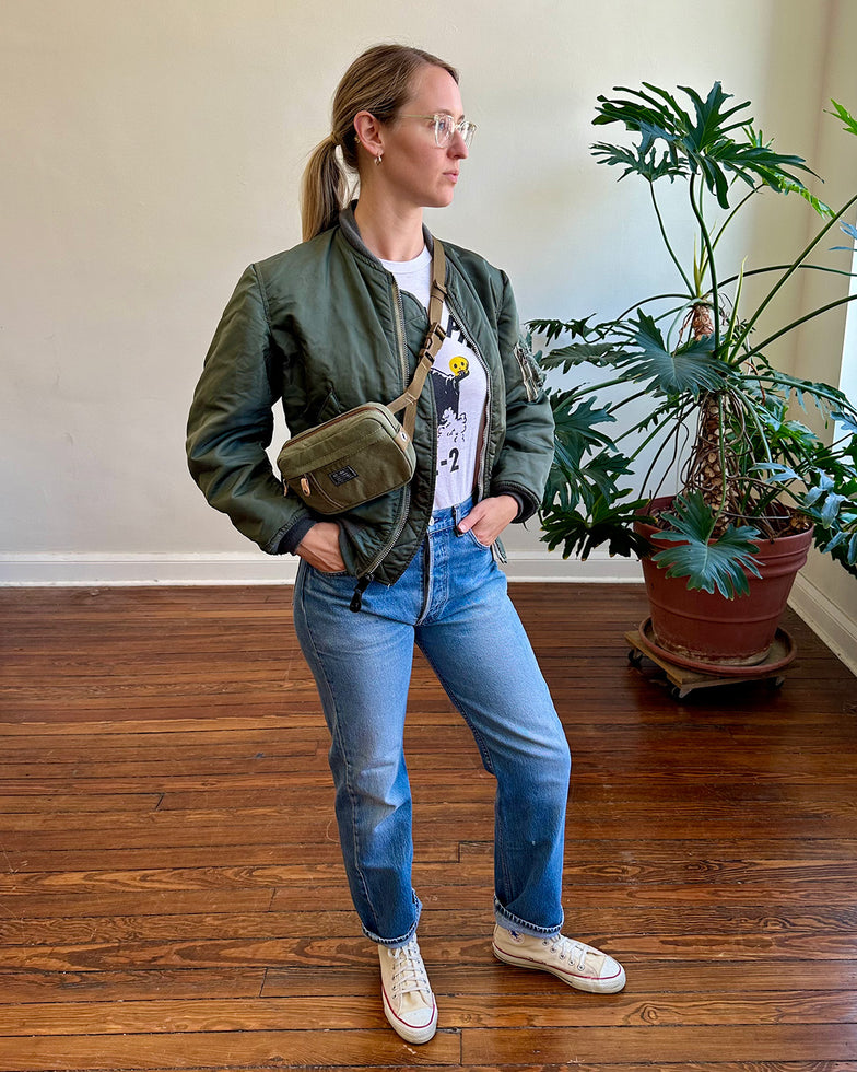 Sling Bag in Upcycled Vintage Military Canvas