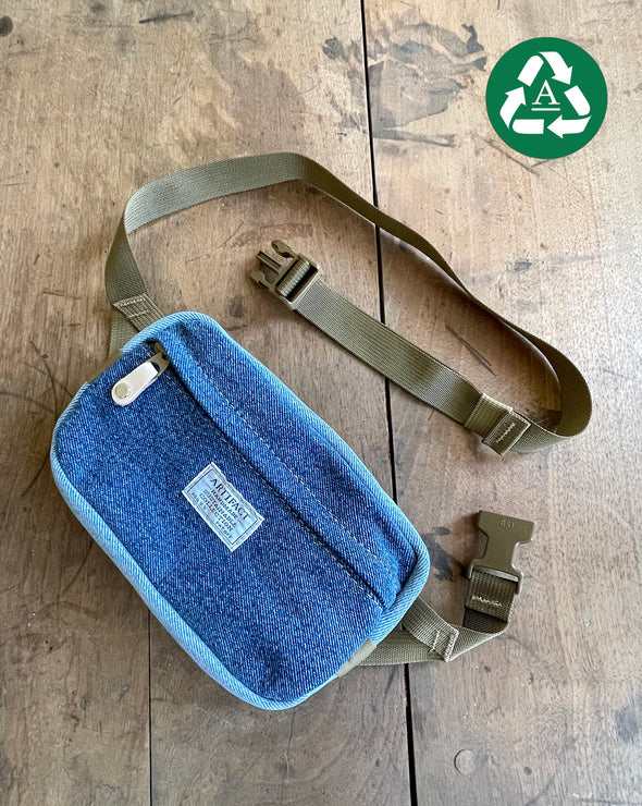 Upcycled Denim Fanny pack/Waist pouch- light blue