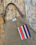 Upcycled Apron in Twill & Denim Stripe
