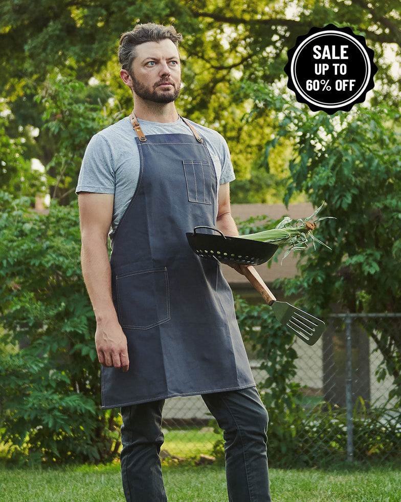 Chef & Cooking Apron w/ Removable Leather Strap - SALE