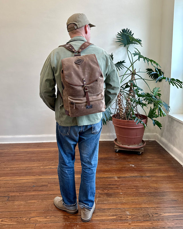 Rucksack Backpack in Waxed Canvas & Leather ARTIFACT Made in USA