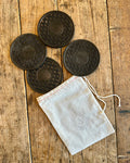 Leather Coaster Set Cane Pattern - SALE