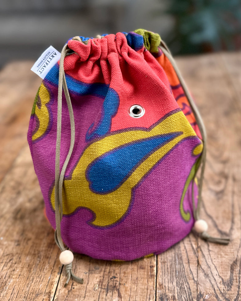 Yarn Skein Sack in Up-Cycled Psychedelic