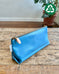 Zip Pouch in Upcycled Rubberized Vintage Awning - Blue