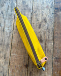 Zip Pouch in Upcycled Vintage Awning Canvas - Yellow
