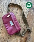 Hip Pack in Upcycled Vintage Rubberized Canvas Rhubarb - SALE