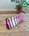 Zip Pouch in Upcycled Rubberized Vintage Awning - Rhubarb