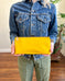 Zip Pouch in Upcycled Vintage Awning Canvas - Yellow