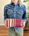 Zip Pouch in Upcycled Rubberized Vintage Awning - Rhubarb