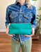 Zip Pouch in Upcycled Vintage Awning Canvas - Teal