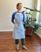 Ceramicist Pottery Split Leg Apron in Light Washed Denim