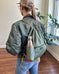 Drawstring Backpack in Military Flight Jacket Satin