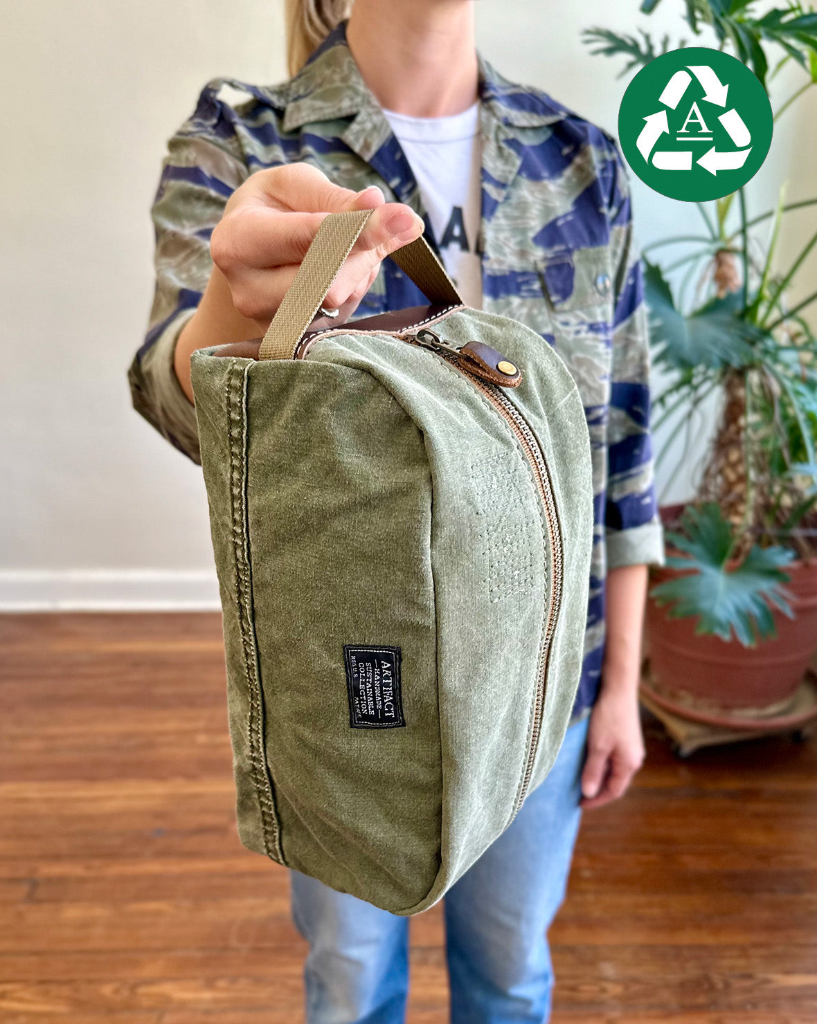 Dopp Kit Toiletry Bag in Upcycled WWII Shelter Half | ARTIFACT