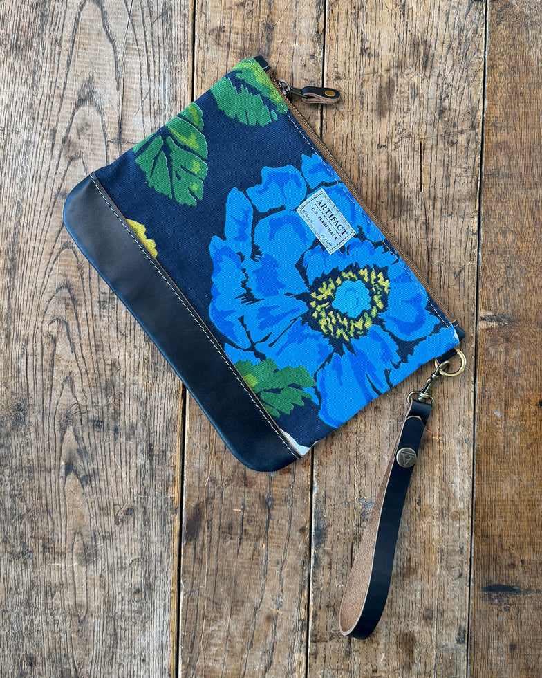 Zippered Pouch & Wristlet in Midnight Bloom