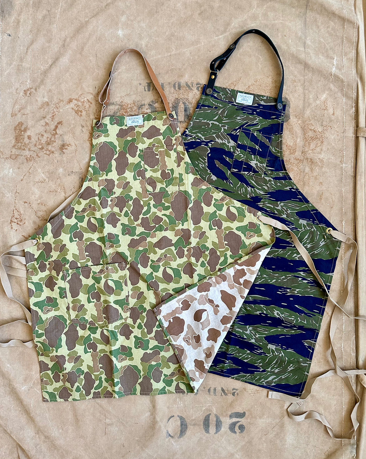 Camouflage Apron w/ Removable Leather Strap | ARTIFACT - Made in USA