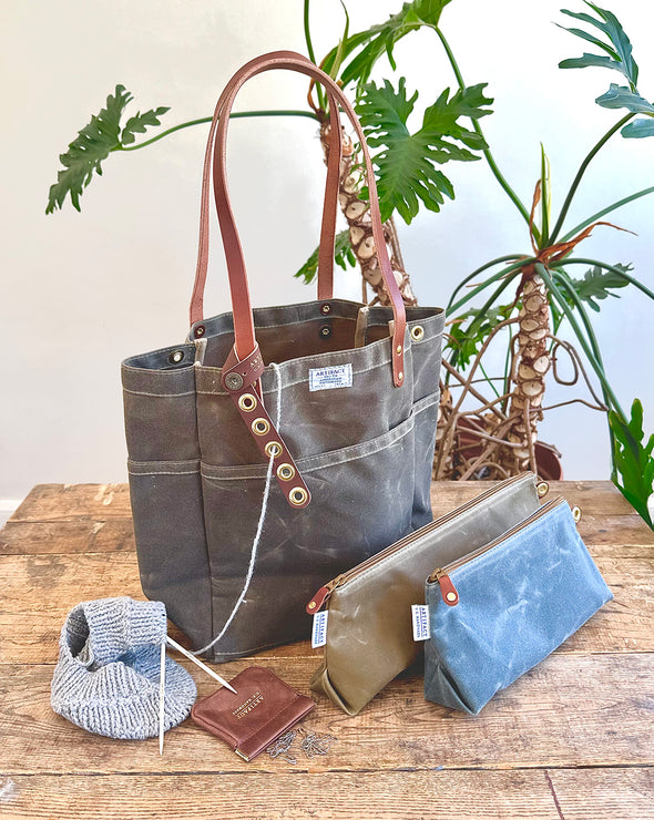 Knitting & Crochet Zip Pouch in Waxed Canvas | ARTIFACT | Handmade