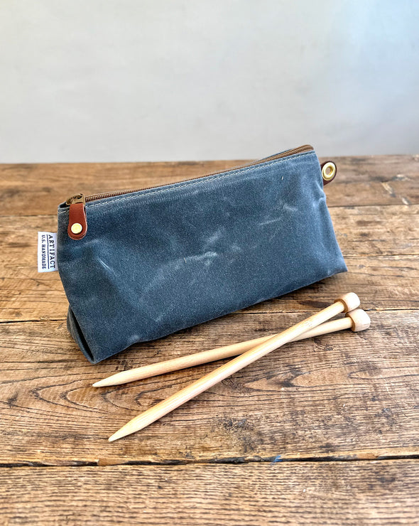 Knitting & Crochet Zip Pouch in Waxed Canvas | ARTIFACT | Handmade