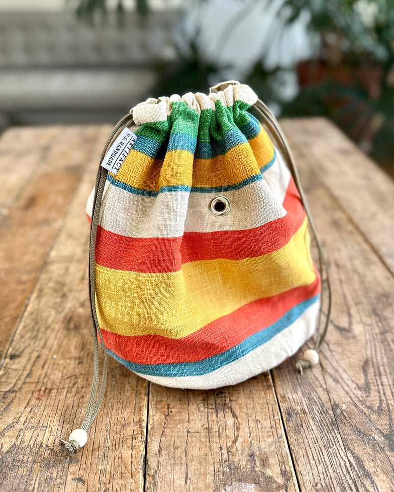 Skein Sack in Vintage Linen Stripe