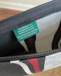 Zip Pouch in Upcycled Awning Cloth - Black Red Stripe