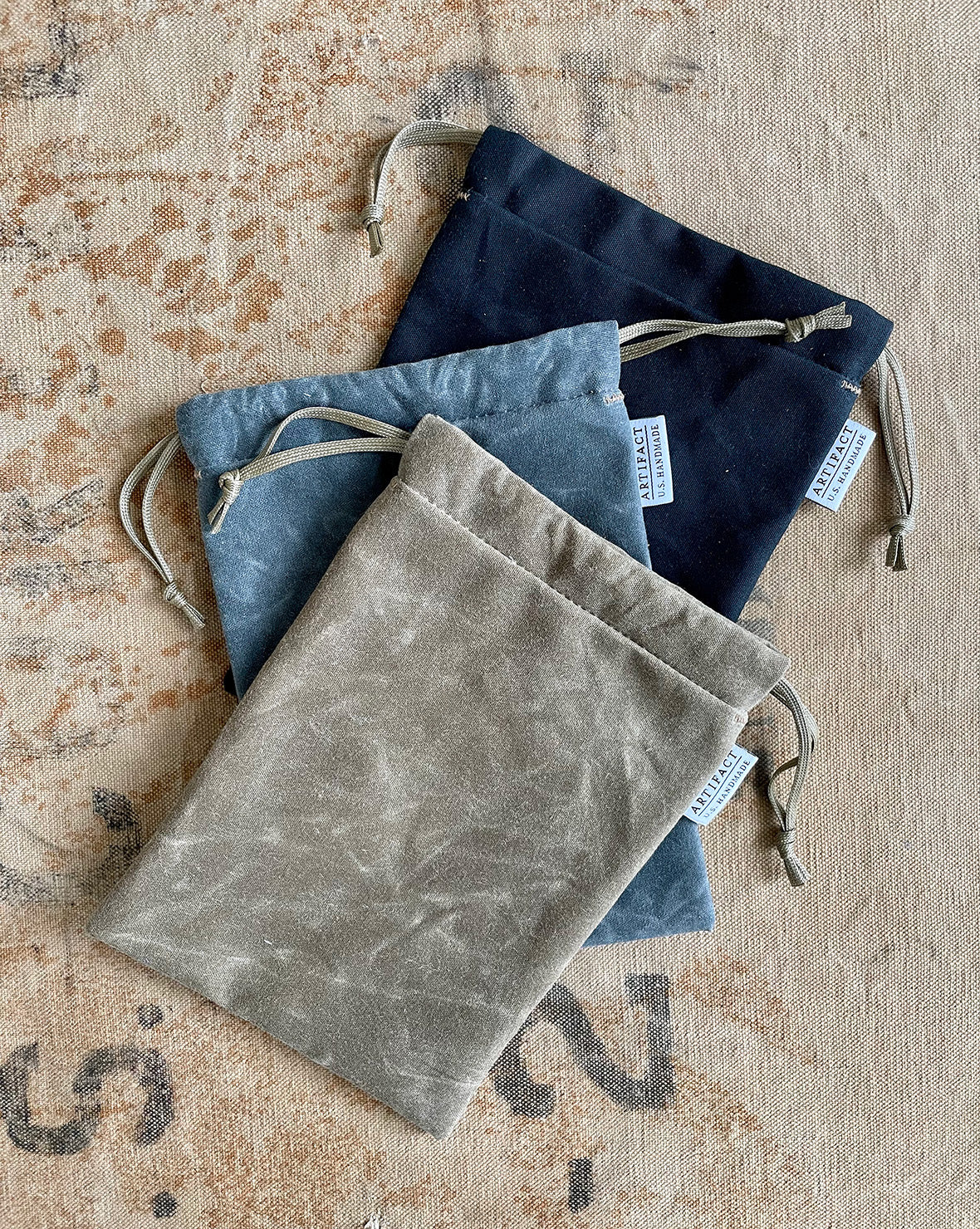 Travel Pouch in Waxed Cotton ARTIFACT Handmade in Omaha, NE