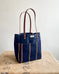 Day Tote in Upcycled Awning Material & Canvas - Navy Repp Stripe