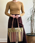 Day Tote in Upcycled Antique Awning - OD3 Stripe