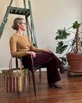 Day Tote in Upcycled Antique Awning - OD3 Stripe