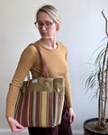 Day Tote in Upcycled Antique Awning - OD3 Stripe