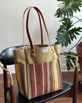 Day Tote in Upcycled Antique Awning - OD3 Stripe