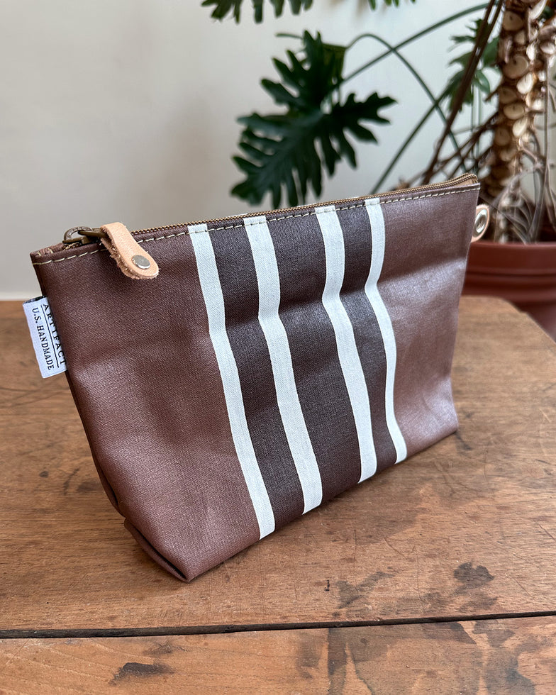 Zip Pouch in Upcycled Antique Awning Canvas