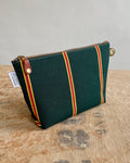 Zip Pouch in Upcycled Awning Cloth - Green Repp Stripe