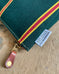 Zip Pouch in Upcycled Awning Cloth - Green Repp Stripe