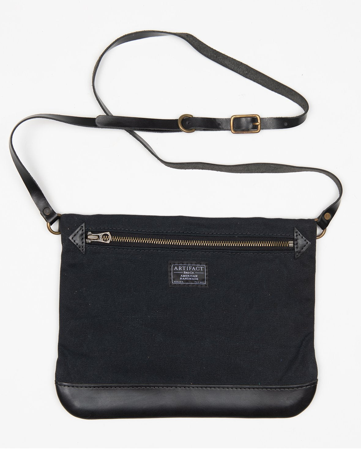 Small Crossbody Bag in Pacific Blue Wax Canvas & Leather | Artifact | Made in USA Black Wax