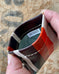 Squeeze Pouch in Upcycled Antique Awning - Brown 70's Stripe
