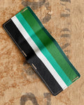Bifold Wallet in Upcycled Antique Awning - Green Black